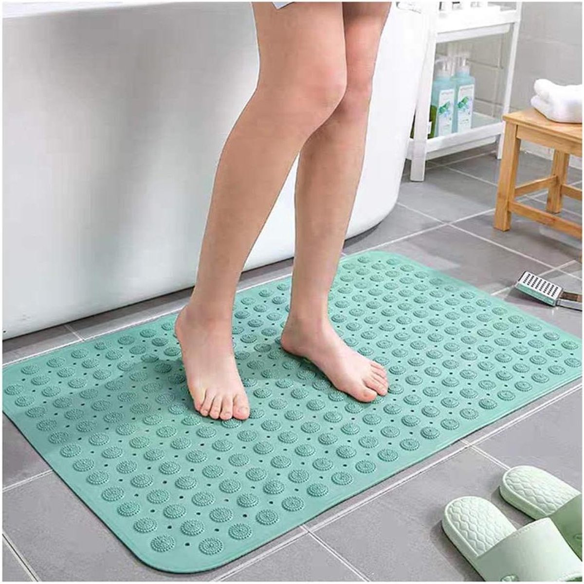 Vierkante groene antislip badmat met zuignappen - 70 cm