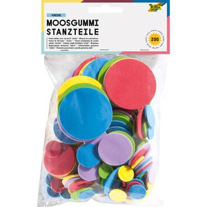 Folia Moosgummi 2351 Stanzteile Kreise, Höhe 1,8 - 5,5 cm, farbig sortiert, 2 mm Stärke, 200 Stück