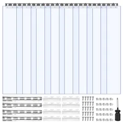 VEVOR Streifenvorhang, 243 cm Höhe x 121,9 cm Breite, 0,2 cm Dicke, 8 Stück transparenter PVC-Streifen-Türvorhang, Gefrierschrankvorhang, Kunststoff-Türstreifen für begehbare Gefrierschränke, Kühlschränke und Lagertüren, mit 50 % Überlappung