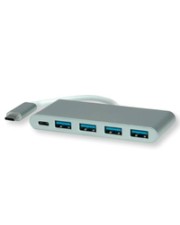 ROLINE USB3.2 Gen1 Hub 4x A TypC USB-Kabel mit PD (14.02.5061)