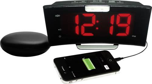 Geemarc JWNS-CURVE_BLK_VDE Quarz Wecker Schwarz Großes Display