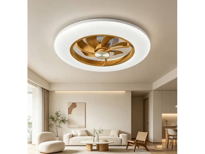 Ventilateurs de plafond télécommandés intelligents à faible encombrement avec éclairage LED-RGB, luminaires suspendus à intensité variable pour l'éclairage domestique