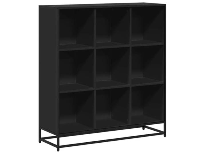 GHVBNMF Standregal Schwarz 97,5x33x107,5 cm Holzwerkstoff Metall Praktisches Raumwunder mit 9 offenen Fächern für Wohnzimmer und Schlafzimmer. Stabile Konstruktion mit Wandbefestigung.