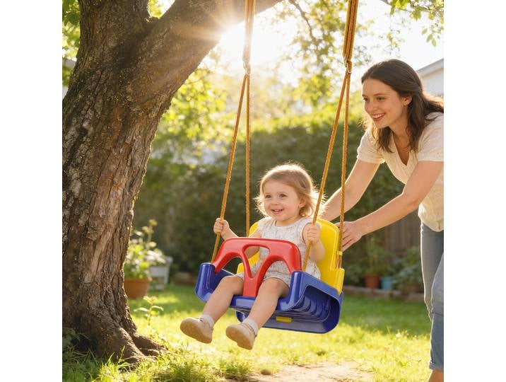 Outsunny Balançoire Bébé 3 en 1 Réglable avec Sangle Bleu