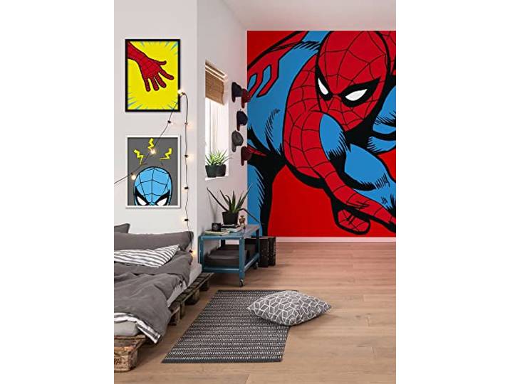Komar Papier peint photo intissé Marvel PowerUp Spider-Man Watchout - Dimensions : 200 x 250 cm (largeur x hauteur) - Papier peint pour chambre d'enfant