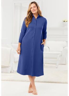 Plus Size Women's Only Necessities® Fleece Snap-Front Robe by Only Necessities in Ultra Blue (Size L)