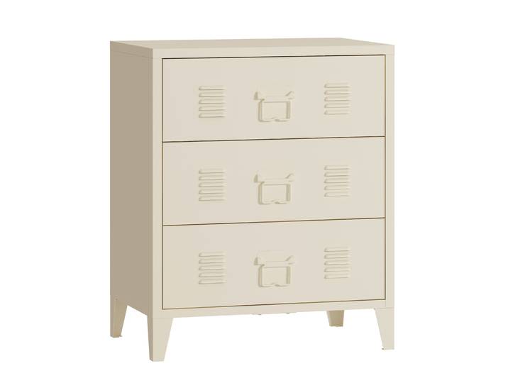 Kommode Metall JEFF 3 Schubladen 60 x 40 x 72 cm mattbeige