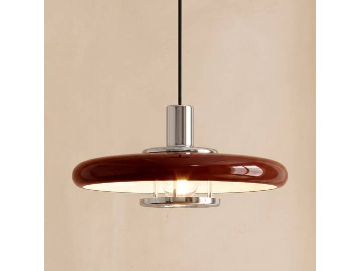 Suspension Branford, bordeaux, Ø 35 cm, métal, style rétro - Lindby - Salon / séjour - Vintage / rétro - À ampoule unique