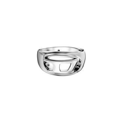 Fingerring DIESEL "Oval D" Gr. 21, edelstahlfarben, Fingerringe, Damen, 21, Edelstahl, Fingerring