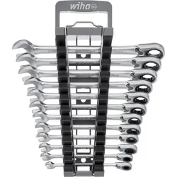 Wiha Ringratschen-Gabelschlüssel Set 12-teilges Set umschaltbar in Halter - 44661