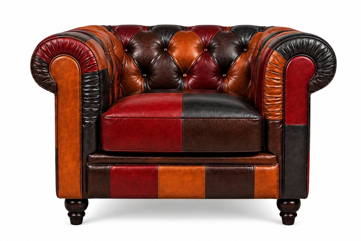 Meubeldistrict Chesterfield Bank 1-Zits Patchwork Multicolor Leer