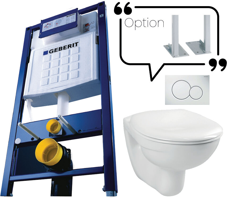 Bâti-support avec cuvette suspendu + abattant + plaque sans jeu de pieds autoportant GEBERIT PROMO