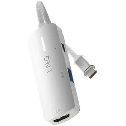 LINQ Connects 3in1 USB-C Multiport Hub (USB-C, 3 Ports), Dockingstation + USB Hub, Weiss, Grau