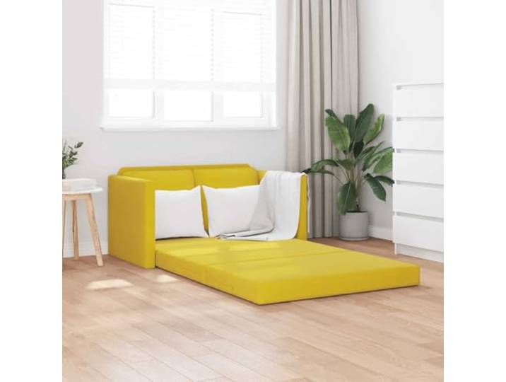 HEFZGDB Bodensofa mit Schlaffunktion Dunkelgelb 122x204x55 cm Samt 2-in-1-Funktion als Bett und Sofa Metallgestell faltbar für Wohnzimmer und Büro Komfortables Sitzerlebnis