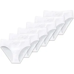 SCHIESSER Damen Tai-Slips, 6er Pack - "Cotton Essentials", Tai Pants, Baumwolle Weiß / L