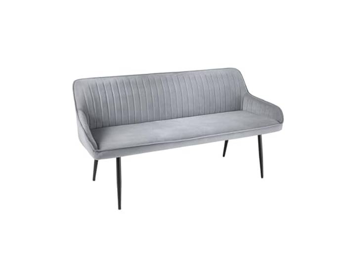 Sitzbank TURIN - 160cm - silbergrau - Samt Metall-Gestell Armlehnen montiert geliefert, hohe Belastbarkeit, hoher Komfort, Ziersteppung, vielseitig einsetzbar, angenehme Haptik