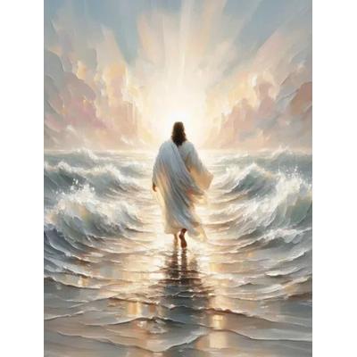 Sacred Heart & Holy Shepherd Canvas Art | Religious Belief Wall Decor style 16 28 X 39 In