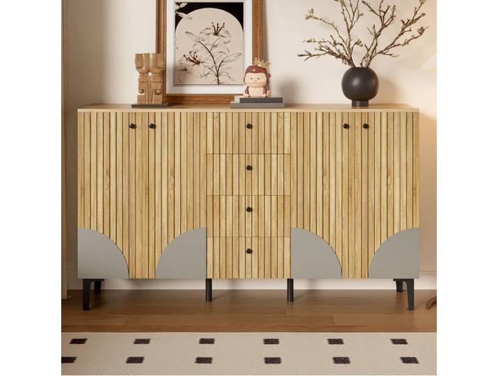 Bahut IVMEU 4 portes 4 tiroirs 160 cm en panneau de particules design moderne bois