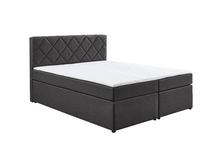 Boxxx Boxspringbett, Anthrazit, Kunststoff, H2, 180x200 cm, Oeko-Tex® Standard 100, gepolstertes Kopfteil, Topper durchgehend, In verschiedenen Grössen erhältlich, Matratze geteilt, Schlafzimmer, Bett, Doppelbetten
