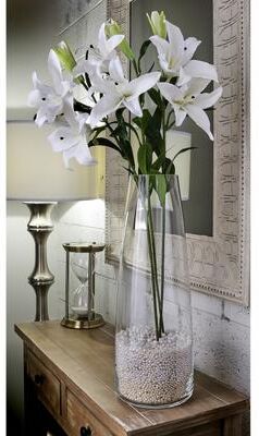 Regency International Natural Touch Lilies, Three Per Stem, Two Open, One Closed (Set of 3) - White