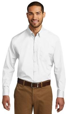 Port Authority W100 Long Sleeve Carefree Poplin Shirt in White size XL   Cotton/Polyester Blend
