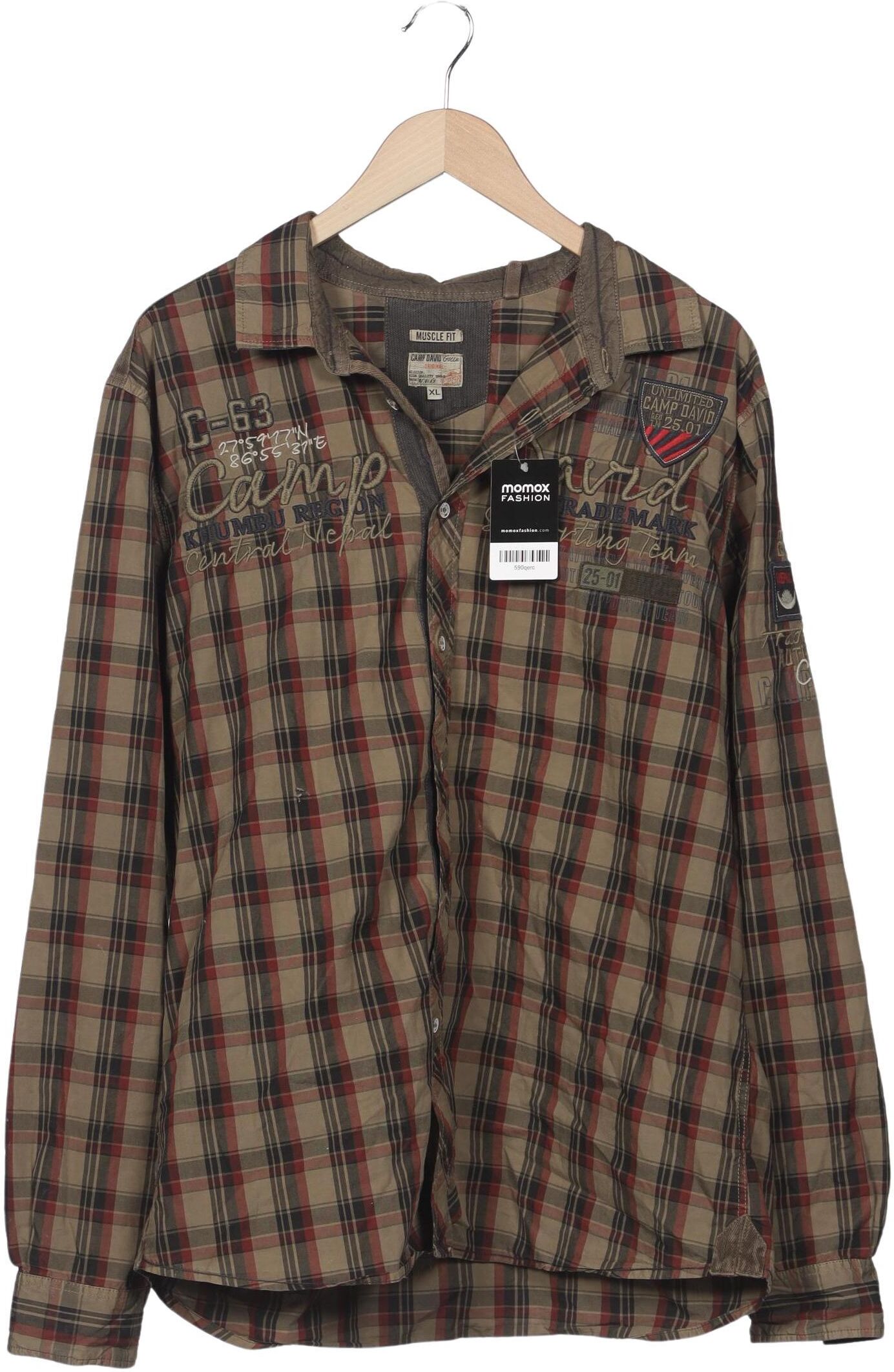 Camp David Herren Hemd, Mehrfarbig, Gr. XL, Baumwolle - Second Hand