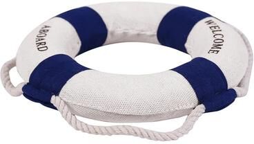 Inspire Select Mediterranean Lifebuoy Wall Decor Nautical Foam Hanging Ornament Red Blue Coastal Home Accent blue E