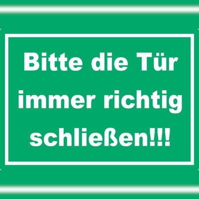 HB-Druck Aufkleber Bitte die Tür immer richtig grün-weiss A7 (74x105mm)