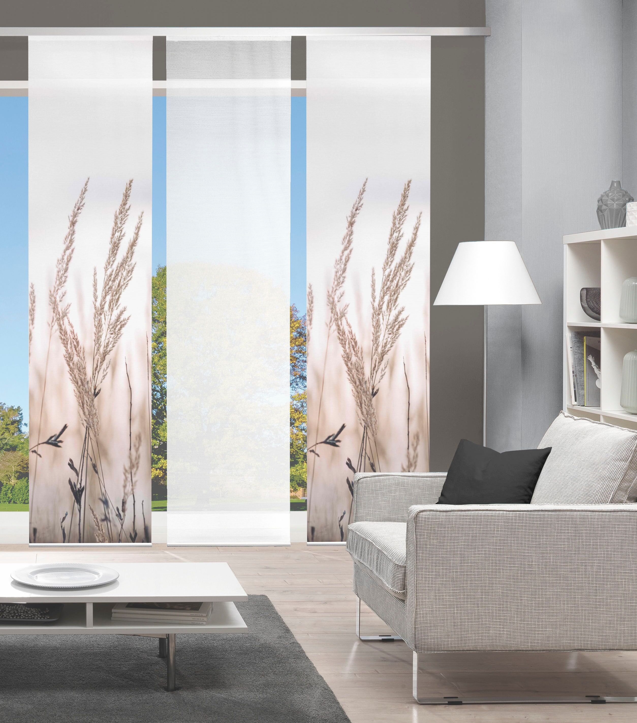 Schiebegardine VISION S "RELVA", beige (natur), B:60cm H:260cm, Polyester, Gardinen, Schiebegardine, DIGITALDRUCK natur 260cm, Paneelwagen, 60cm