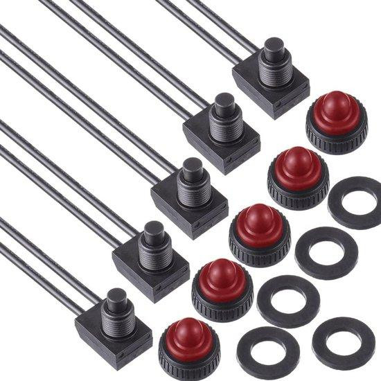 Set van 5 waterdichte drukknopschakelaars voor motorfietsen en auto's, 0250V/3Amp
