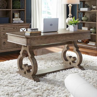 Copper Grove Liberty Furniture Simply Elegant Scrolled Writing Desk Heathered Taupe Oak