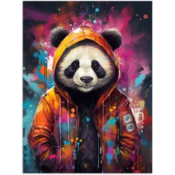 POSTER Panda - Jacke - Graffiti - Orange Deko Wohnzimmer 60x80 cm