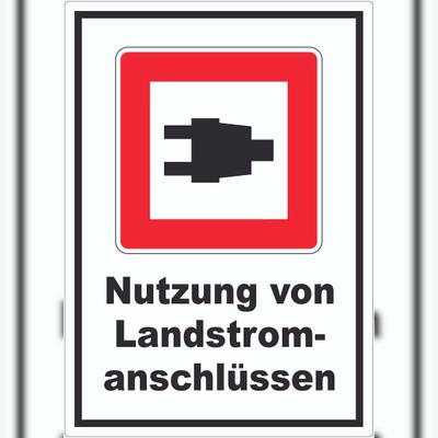 HB-Druck Nutzung von Landstromanschlüssen Aufkleber A1 (594x841mm)