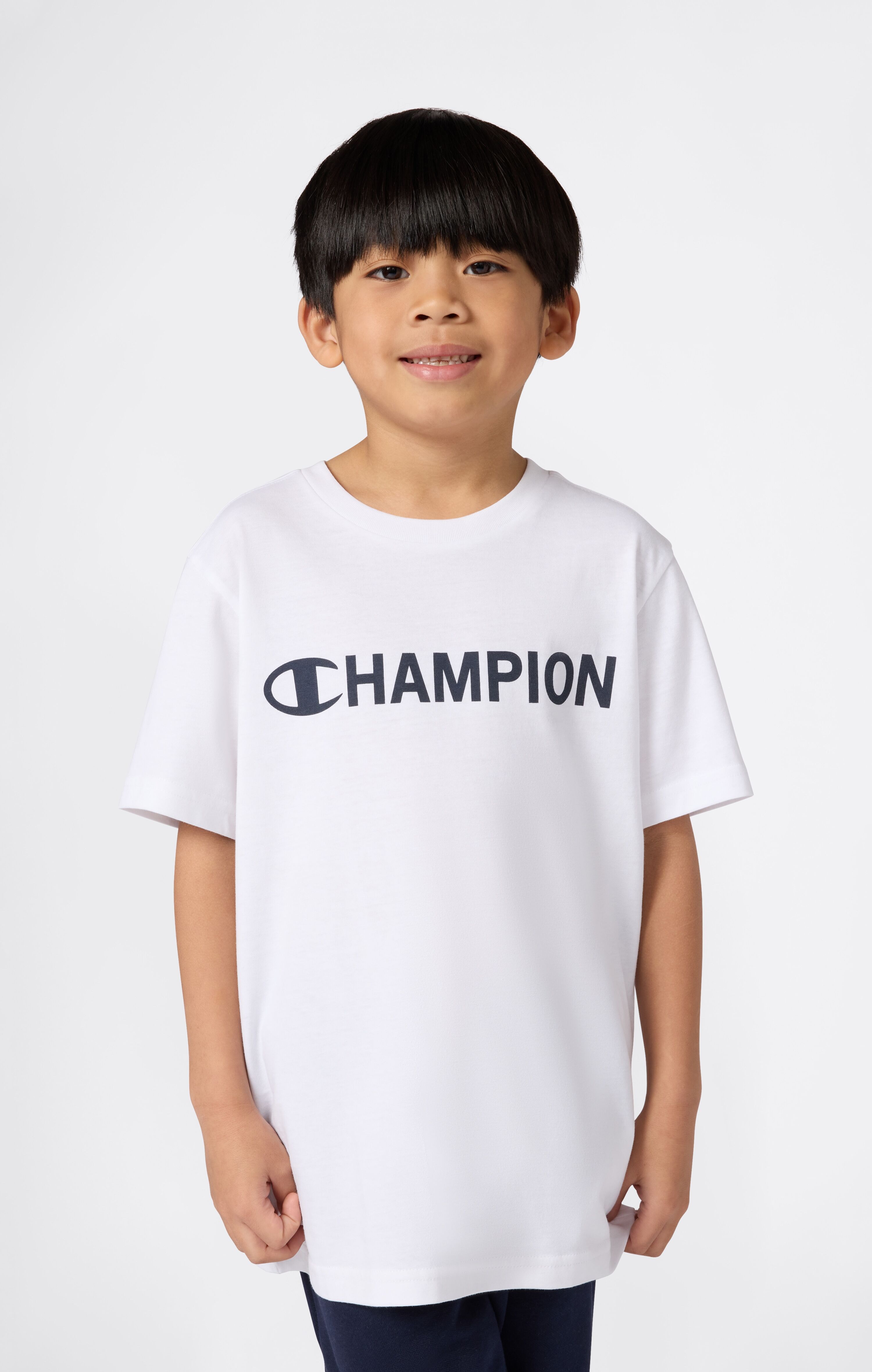T-Shirt CHAMPION "SPORTWEAR T-SHIRT Standard Fit", Jungen, Gr. XXL (176), wht, Obermaterial: 100% Baumwolle, Shirts T-Shirt, für Kinder und Jugendliche, Kurzarmdesign, aus Baumwolle, Standard Fit wht XXL (176)