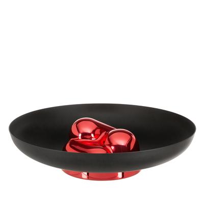 Dekoschale FINK STUDIO "POP ART", rot (schwarz, rot), B:30cm H:6cm T:30cm Ø:30cm, Aluminium, Edelstahl, Dekoschalen, in STUDIO Geschenkverpackung