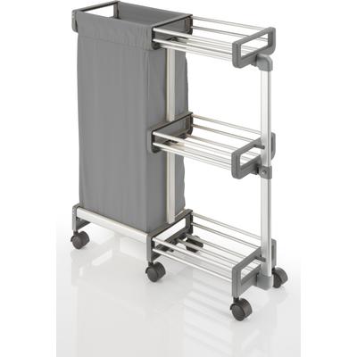 Regalwagen RUCO, silber (aluminiumfarben, silber), B:20cm H:74cm T:68cm, Aluminium, Regale, Ordnungswagen, Aluminium, für Nischen bis 20 cm