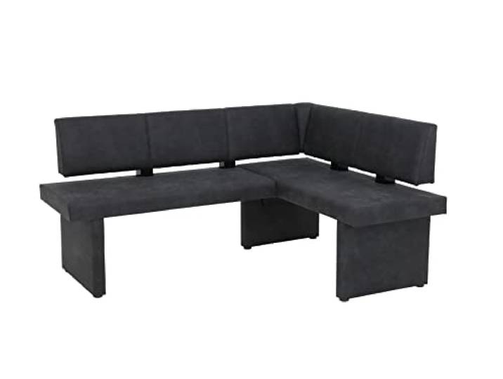Hela Tische, Eckbank Sitzbank Essecke Pia, Holzgestell mit Stoffbezug, Microfaser Anthrazit, re-li montierbar, 168x128x86cm