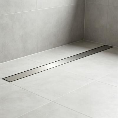 AWZTOO 40 Inch Linear Shower Drain With Hair Strainer Stainless Steel Floor Drain Rectangular Bathroom Drain With Leveling Feet