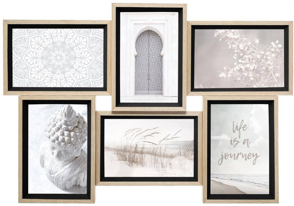 Houten fotolijstje MOLY voor 6 foto's