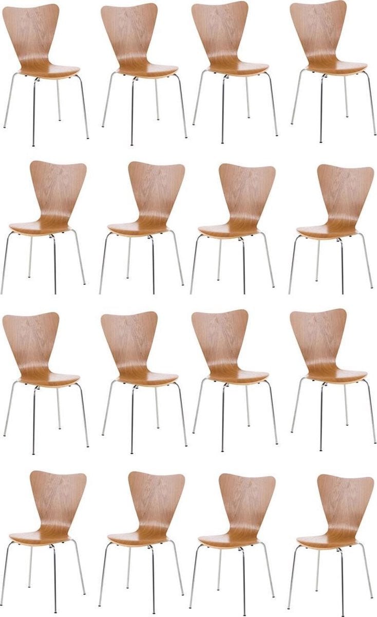 CLP Calisto Stapelbare Bezoekersstoel Eik - Set van 16 stuks