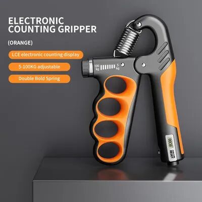 Healfit Counter Electronic Hand Grip Exerciser, Adjustable Strength Trainer With LCD Counter, Forearm Muscle Recovery Fitness Trainer orange