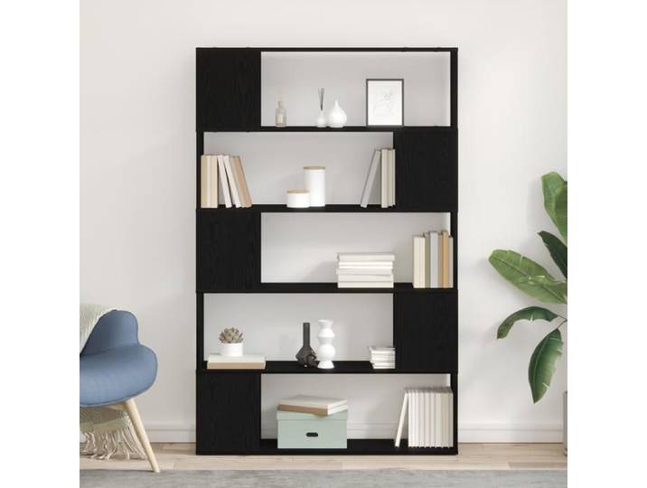 Bibliothèque Noir Chêne 100x24x155 cm Bois d ingénierie