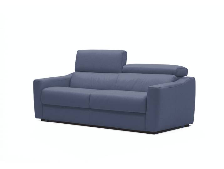 Schlafsofa EGOITALIANO STRIKE, 195 cm, made in Italy, Designsofa mit Dauerschlaffunktion , blau (rauchgrau), B:195cm H:79cm T:102cm, Sofas, Schlafsofa, Schlafsofa aus Echtleder Bull mit verstellbaren Kopfstützen