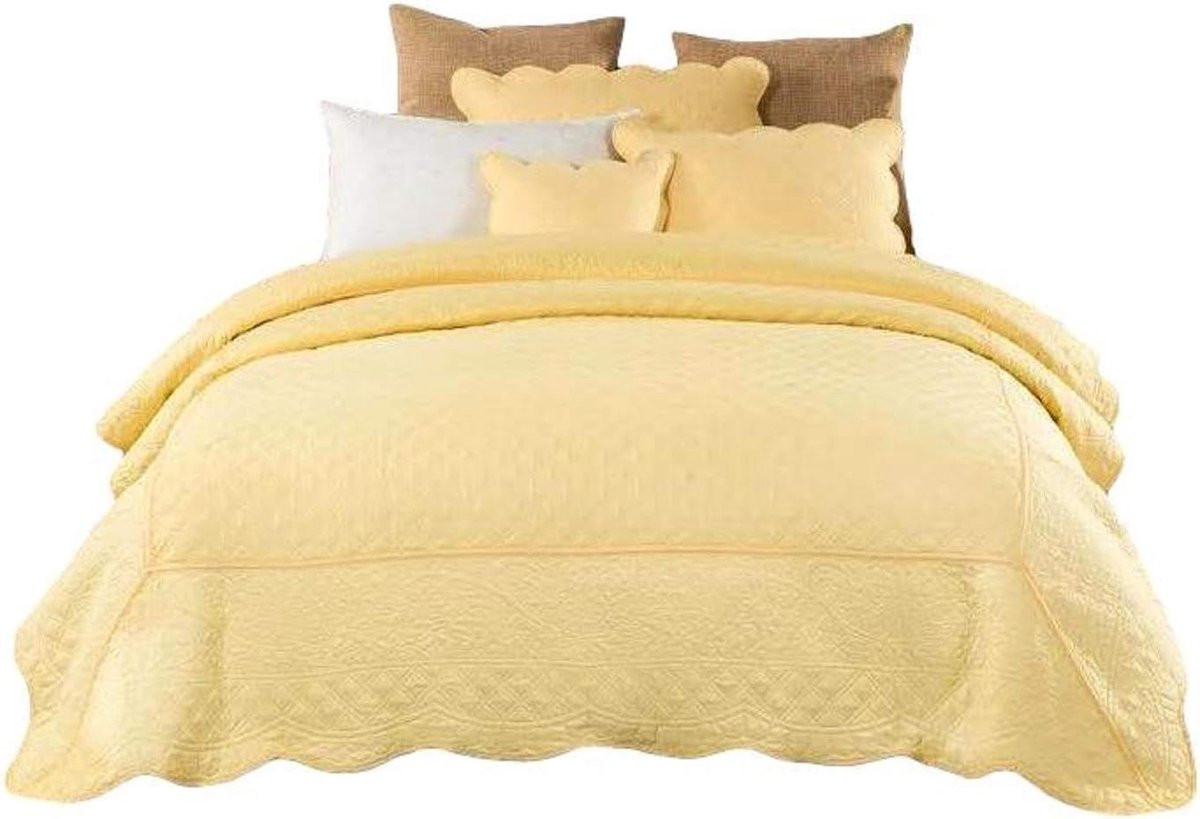 5-delige Sprei Set van Zacht Katoen voor Queen Size Bed in Geel