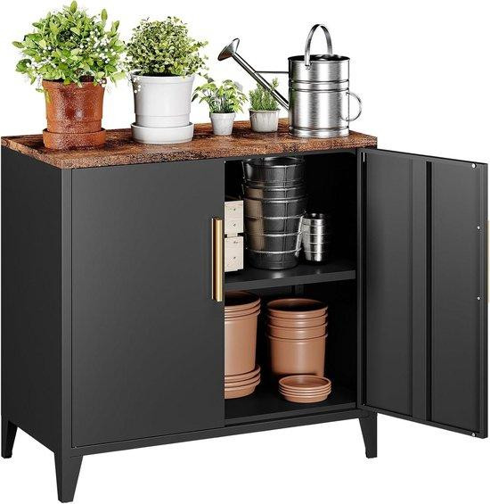 Metalen Wandkast voor Keuken, Woonkamer of Buitenruimte - Zwart