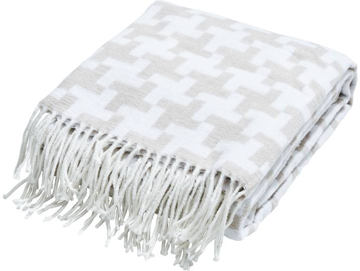 Wohndecke DONE. Mika , beige, B:150cm L:200cm, Baumwolle, Wohndecken, Wohndecke, Superweiche Wohndecke mit Fransen, Kuscheldecke