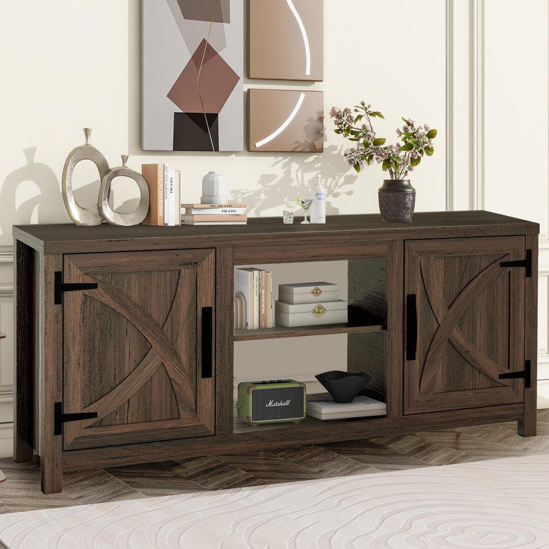 Brambly Cottage Rustic Fireplace TV Stand, Detachable, White/Grey/Brown, 147x40x62cm, MDF, Living Room Brown 65"
