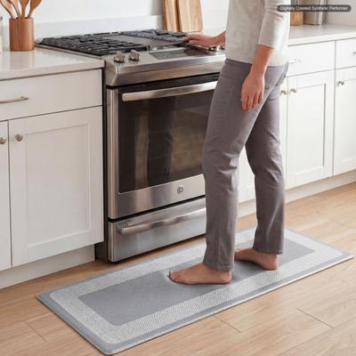 Chef Gear Hettie Herringbone Border Wellness Kitchen Mats