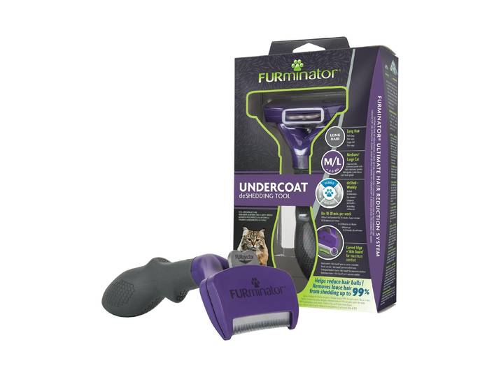Fellkamm FURMINATOR Katze deShedding L Langhaar 6,7 cm , lila (bunt), B:6,7cm, Fellkämme, Fellkamm