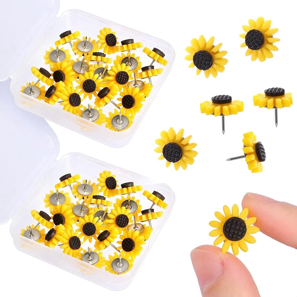 ShopVlot Decoratieve duimnagels zonnebloem - 40 stuks - plastic en metaal
